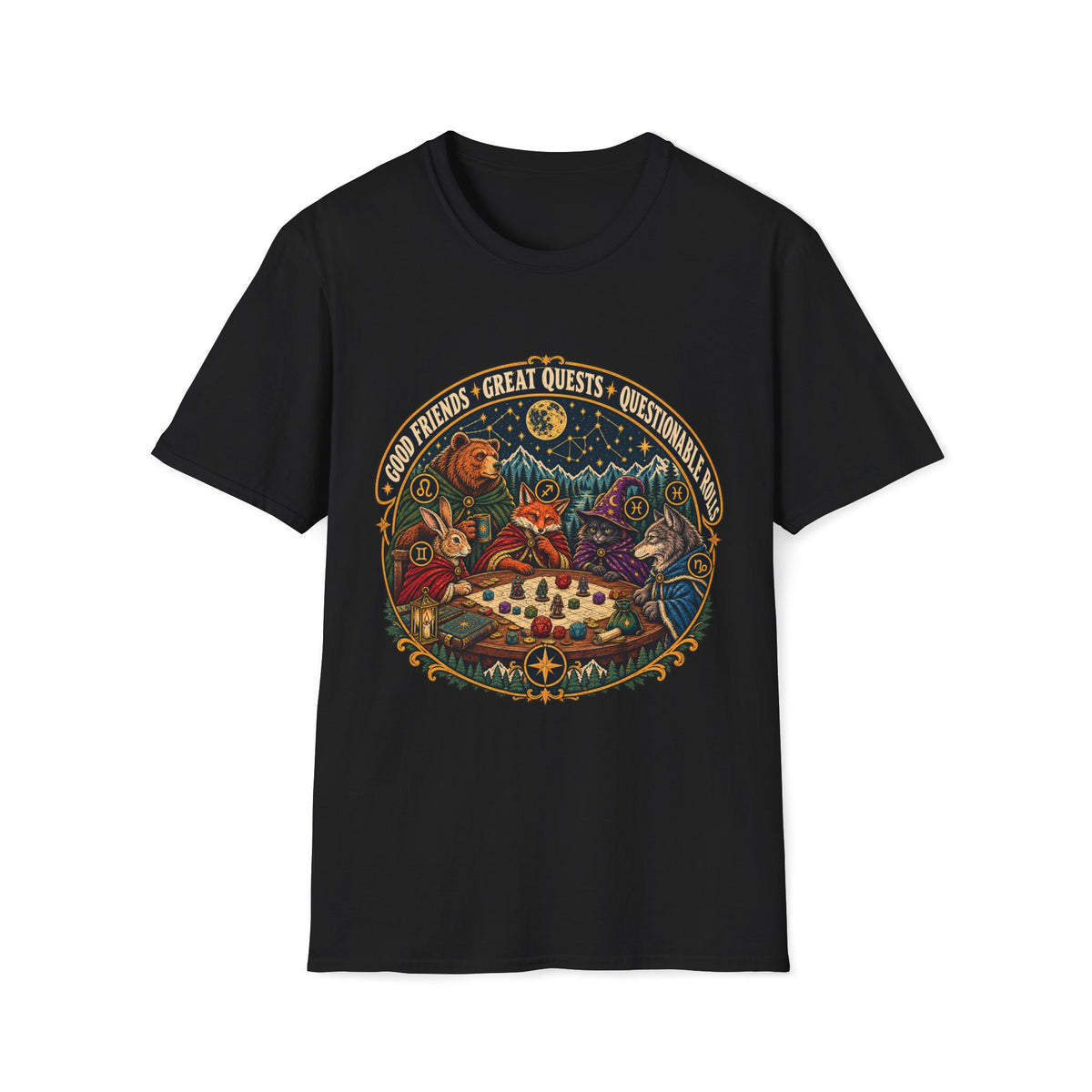 Good Friends | Great Quests | Questionable Rolls T-shirt
