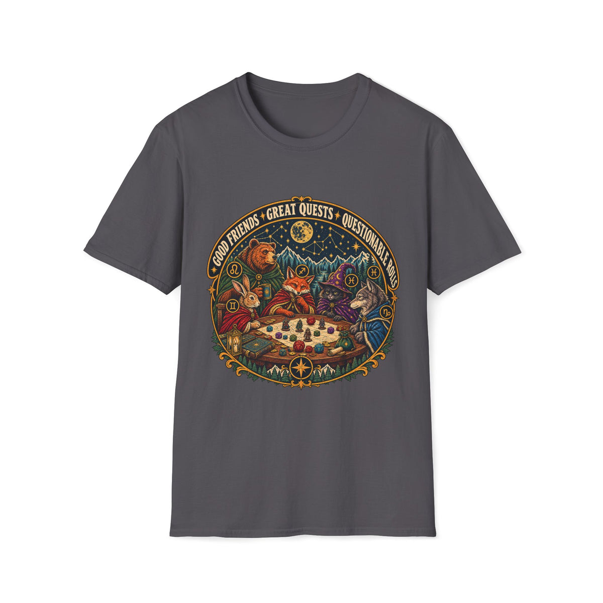 Good Friends | Great Quests | Questionable Rolls T-shirt