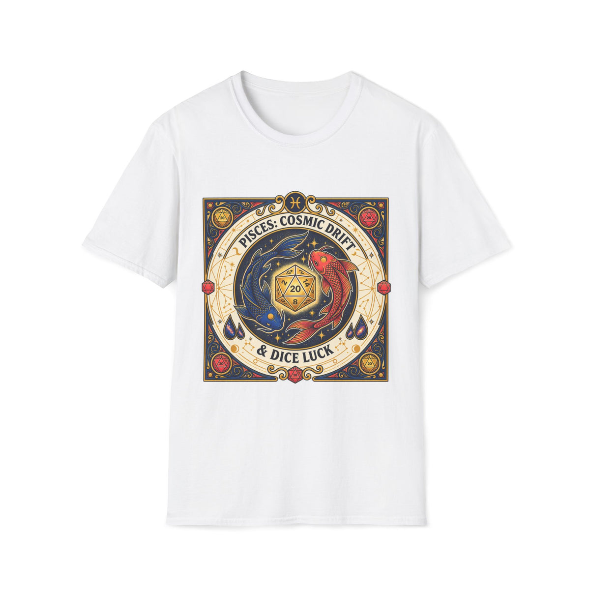 Pisces: Cosmic Drift & Dice Luck T-shirt