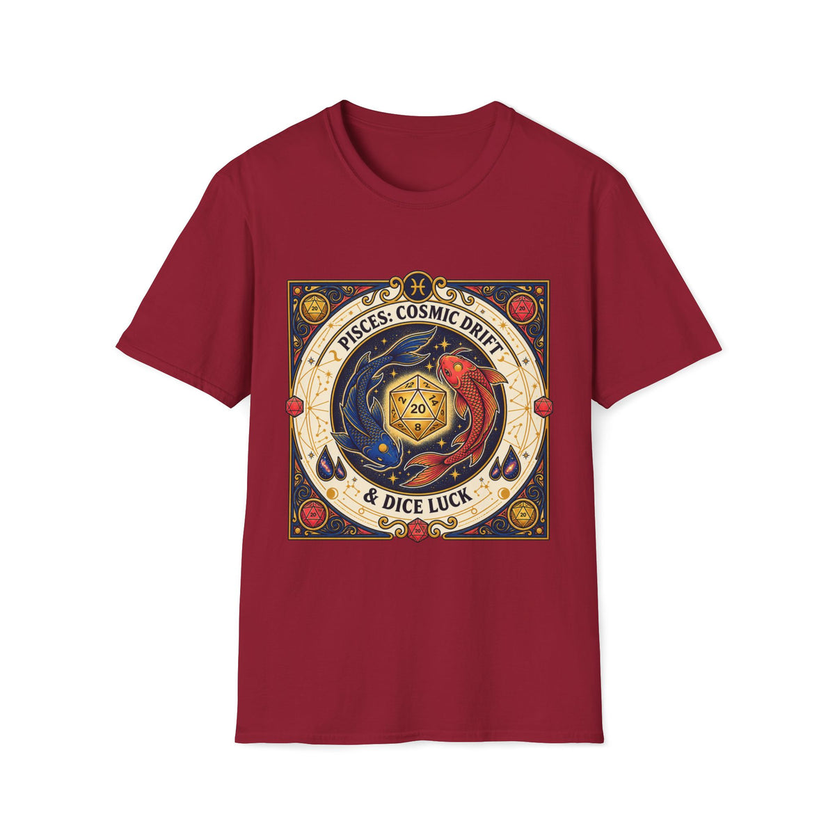 Pisces: Cosmic Drift & Dice Luck T-shirt