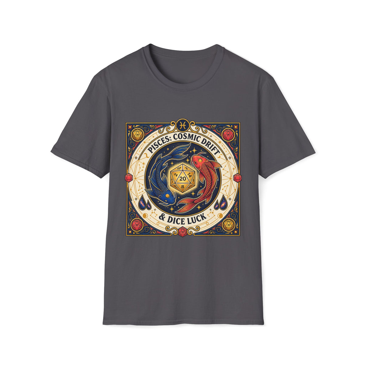Pisces: Cosmic Drift & Dice Luck T-shirt