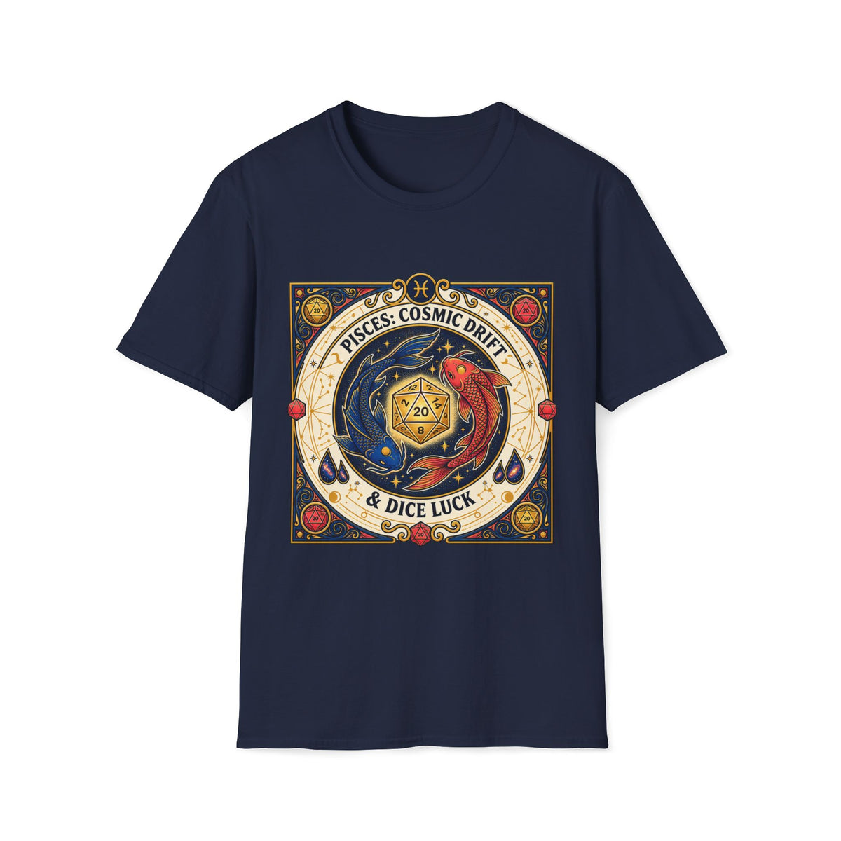 Pisces: Cosmic Drift & Dice Luck T-shirt