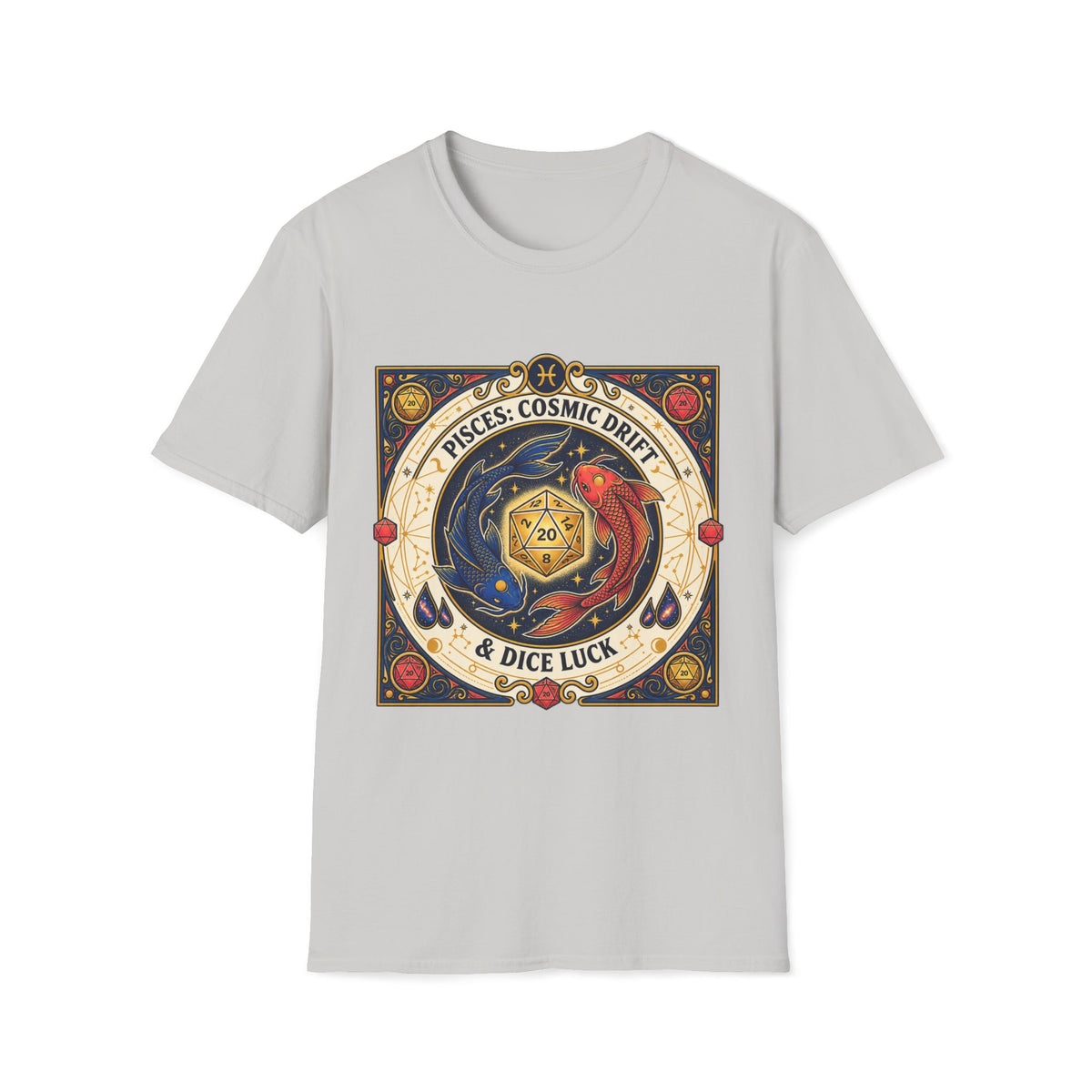 Pisces: Cosmic Drift & Dice Luck T-shirt
